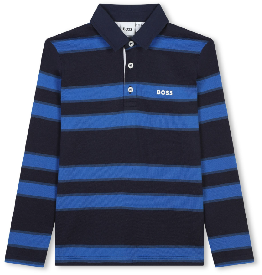 HUGO BOSS LS STRIPPED POLO (4-14A)