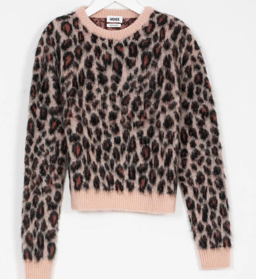 INDEE RIMINI ENTARSIA FAUVE PRINTED ALPACA PULLOVER(10-L)