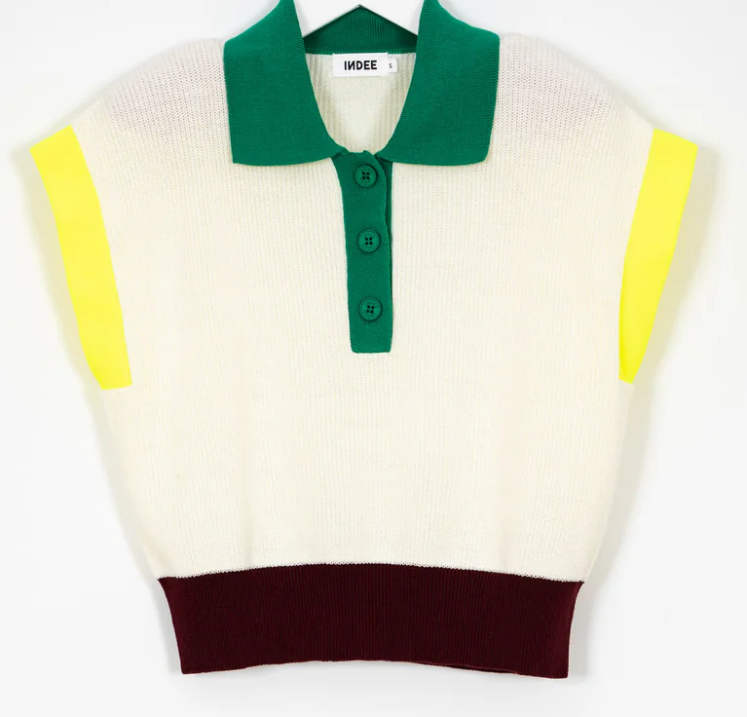INDEE TRICOLOR SLEEVES KNIT POLO (10-L)