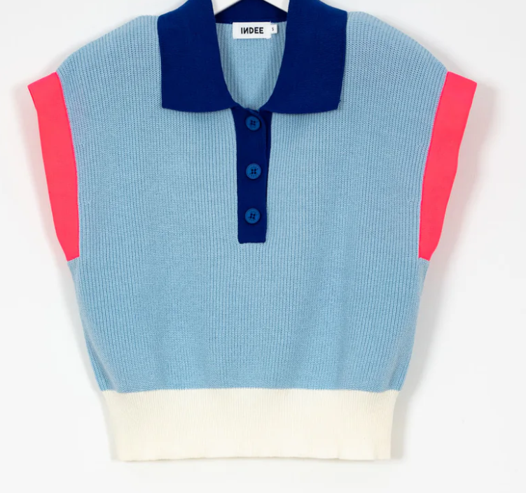 INDEE TRICOLOR SLEEVES KNIT POLO (10-L)
