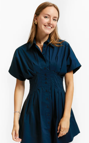 INDEE VERNEUIL LONG SHIRT DRESS W/PLEATS(10-L)