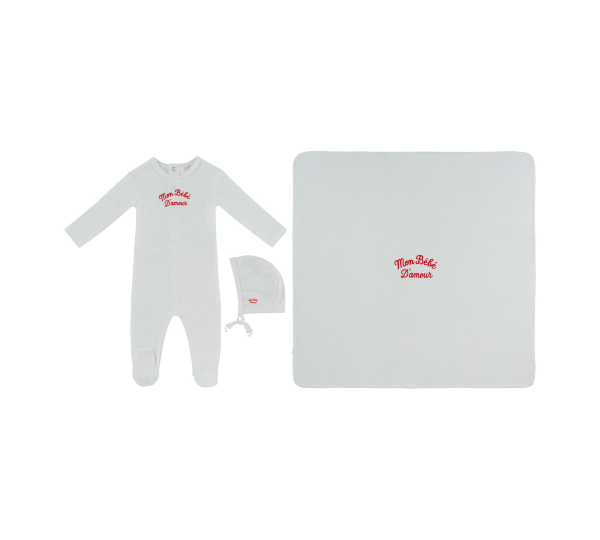 KIPP BABY MON BEBE FOOTIE HAT & BLANKET (3M-6M)