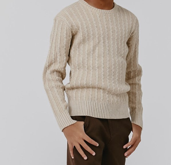 KIPP 2 TONE CABLE SWEATER (2-16Y)