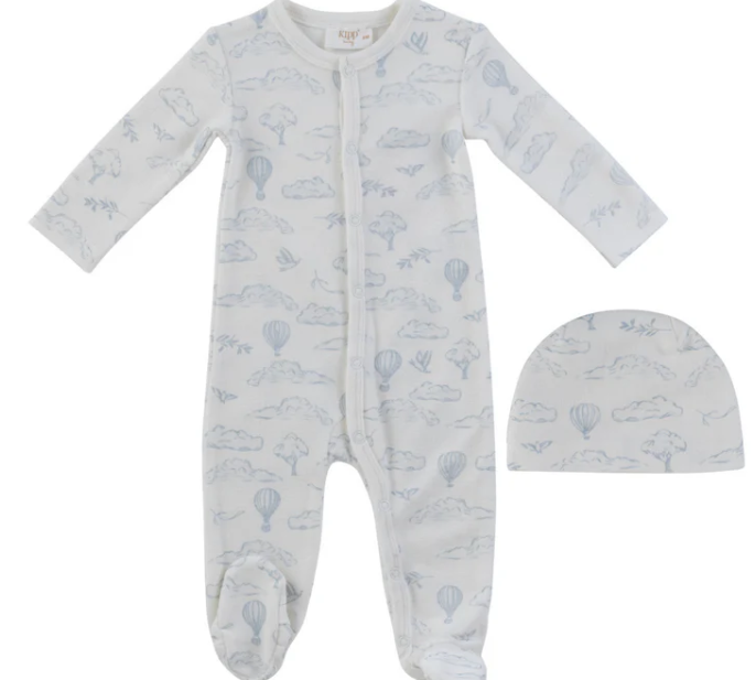 KIPP BABY CLOUD NINE TERRY ONESIE W/HAT(3M-6M)