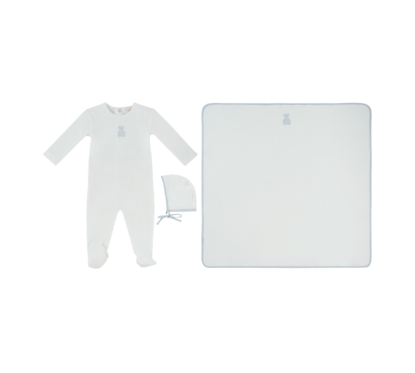 KIPP BABY PETIT OURS FOOTIE HAT & BLANKET (3M-6M)