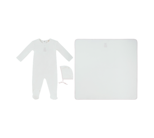 KIPP BABY PETIT OURS FOOTIE HAT & BLANKET (3M-6M)