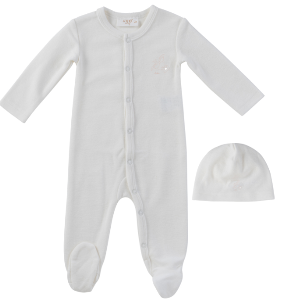 KIPP FEATHERS TERRY STRETCHIE W/HAT (3M-9M) - Klade Children's Boutique