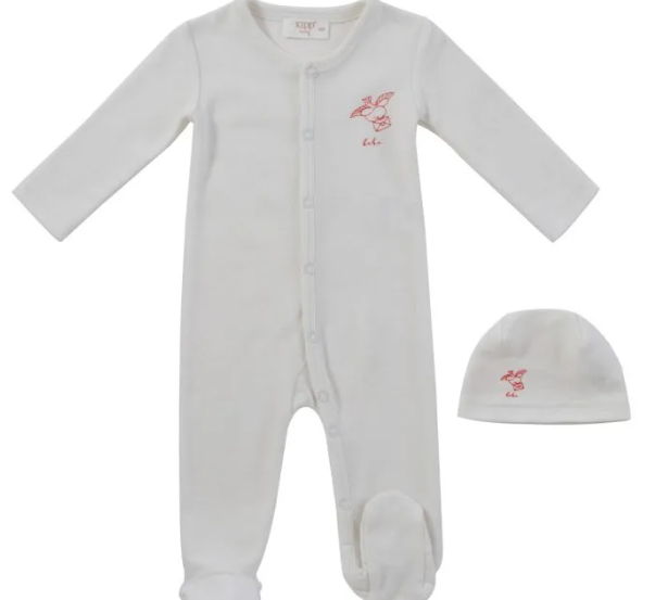 KIPP FEATHERS TERRY STRETCHIE W/HAT (3M-9M) - Klade Children's Boutique