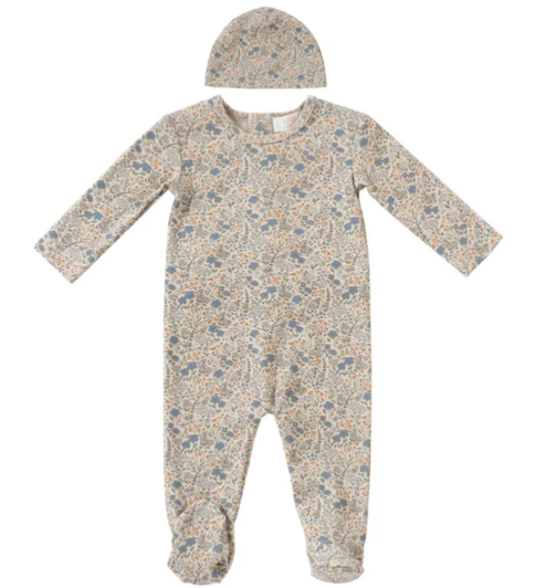 KIPP FLORAL STRETCHIE W/HAT SET (3M-18M)