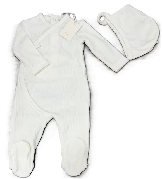 KIPP POINTELLE VELOUR STRETCHIE W/BONNET(NB-6M)