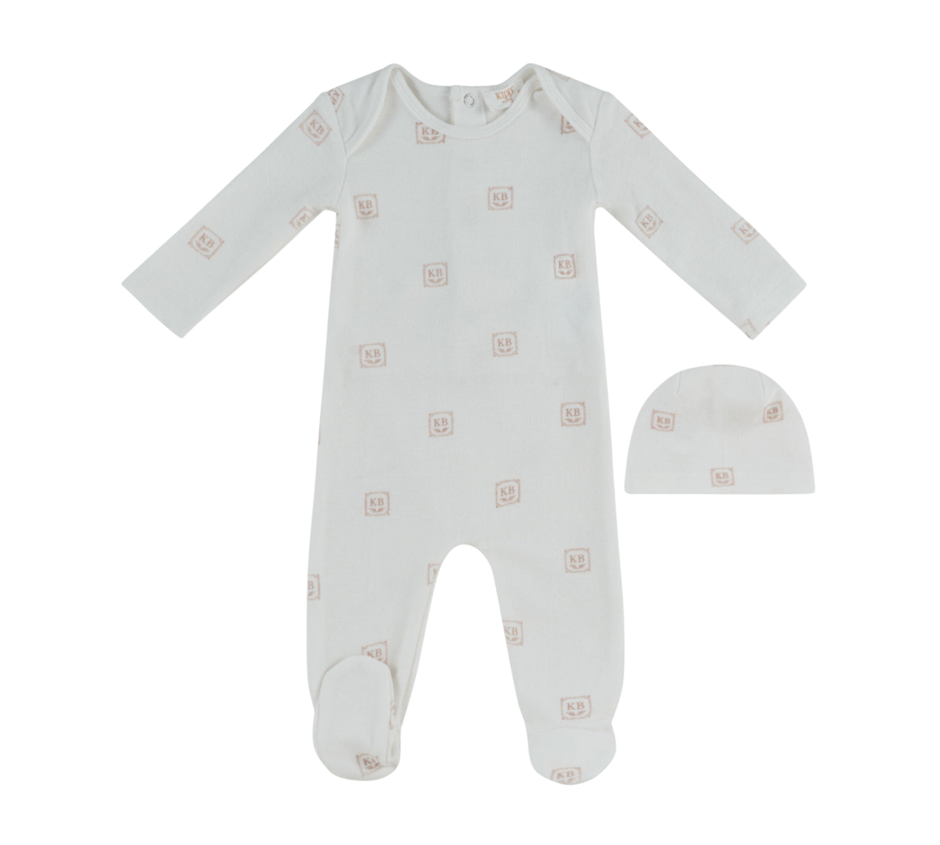 KIPP BABY LOGO TERRY FOOTIE W/HAT SET(3M-9M)
