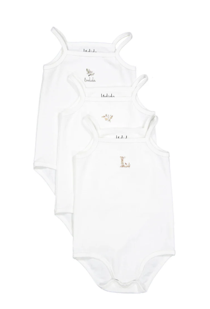 LADIDA 3 PACK COTTON ONESIES (3M-6M)