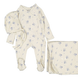 LADIDA BUD PRINT WRAP TIE W/HAT & BLANKET(3M-6M) - Klade Children's Boutique