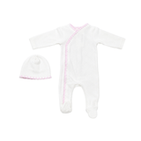 LATTE BABY IVORY ONESIE EMBROIDERY W/HAT (3M-6M)