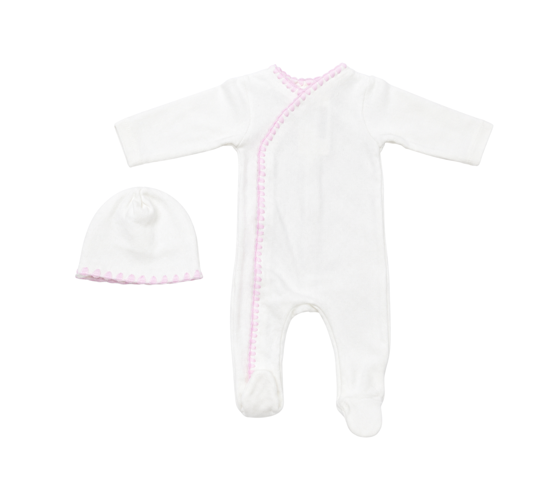LATTE BABY IVORY ONESIE EMBROIDERY W/HAT (3M-6M)
