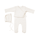 LATTE BABY WRAP ONESIE WITH BUTTON W/HAT (3M-6M)