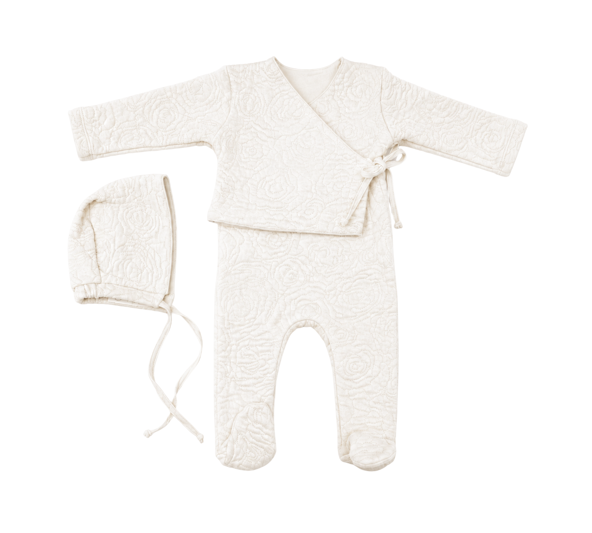 LATTE BABY WRAP ONESIE WITH BUTTON W/HAT (3M-6M)