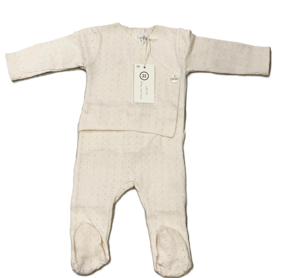 LATTE BABY POINTELLE WRAP ONESIE (3M-6M)