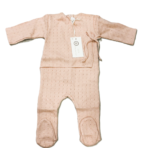 LATTE BABY POINTELLE WRAP ONESIE (3M-6M)