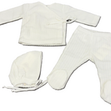 LATTE BABY TOP LEGGINGS & HAT SET (3M-6M) - Klade Children's Boutique