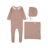 LILETTE EMBROIDERED KNIT COLLAR LAYETTE SET (3M-6M)