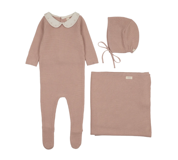 LILETTE EMBROIDERED KNIT COLLAR LAYETTE SET (3M-6M)