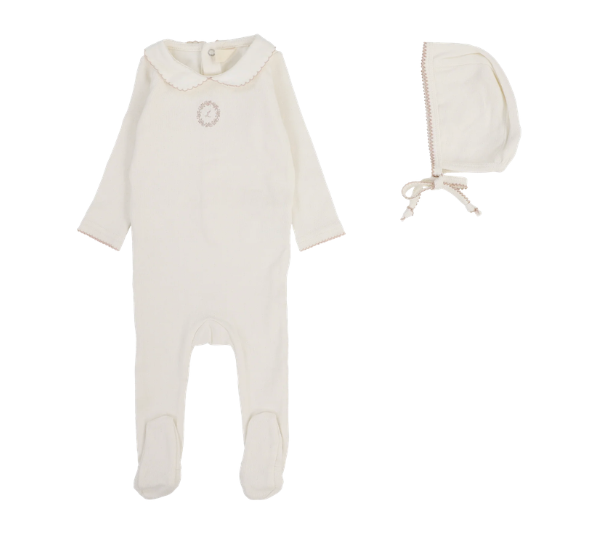 LILETTE EMBLEM EMBROIDERED FOOTIE SET (3M-6M)