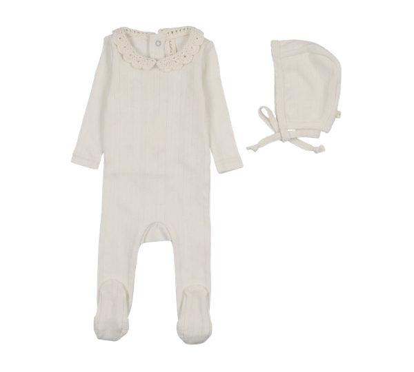 LILETTE CROCHET COLLAR FOOTIE SET (3M-9M)