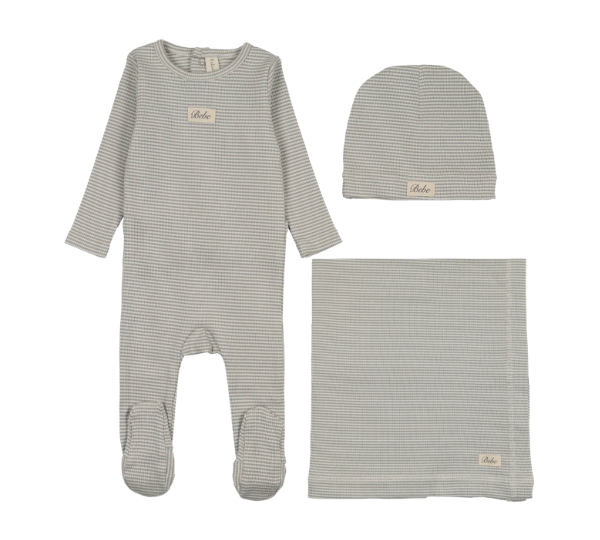 LILETTE STRIPED BEBE LAYETTE SET (3M-6M)