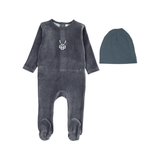 LILETTE VELOUR GINGHAM BUNNY FOOTIE SET (3M-6M)