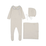 LILETTE EMBROIDERED KNIT COLLAR LAYETTE SET (3M-6M)