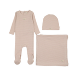 LILETTE STRIPED BEBE LAYETTE SET (3M-6M)