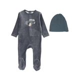 LILETTE STITCHED GRAPHIC VELOUR FOOTIE SET (3M-6M)