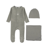LILETTE VELOUR GINGHAM BUNNY LAYETTE SET (3M-6M)