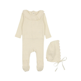 LILETTE FINE POINTELLE COLLAR FOOTIE SET (3M-6M)