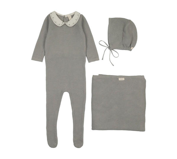 LILETTE EMBROIDERED KNIT COLLAR LAYETTE SET (3M-6M)