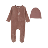 LILETTE VELOUR GINGHAM BUNNY FOOTIE SET (3M-6M)
