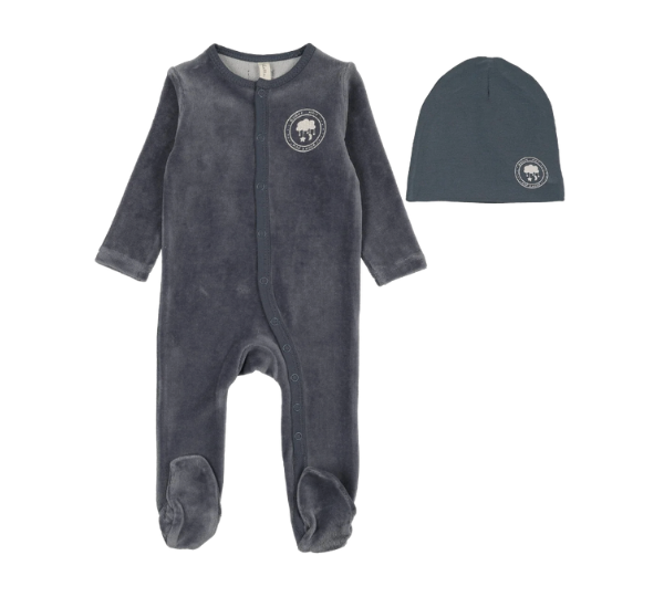 LILETTE VELOUR SNAP DOWN FOOTIE SET (3M-6M)