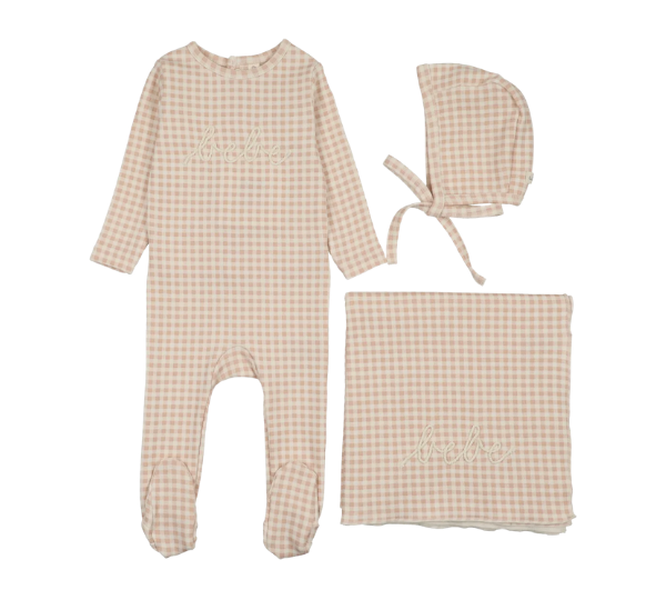 LILETTE GINGHAM BEBE LAYETTE SET (3M-6M)