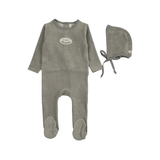 LILETTE VELOUR PATCH FOOTIE SET (3M-9M)