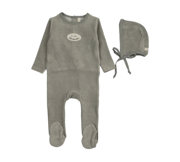 LILETTE VELOUR PATCH FOOTIE SET (3M-9M)