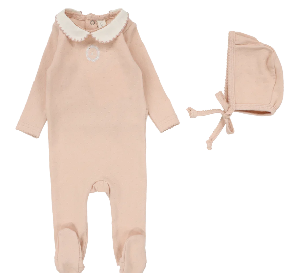 LILETTE EMBLEM EMB FOOTIE SET (NB-9M) - Klade Children's Boutique
