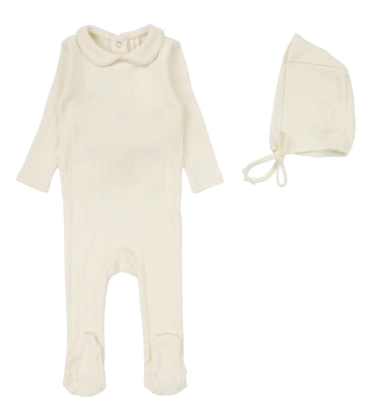 LILETTE FINE POINTELLE COLLAR FOOTIE SET (3M-6M)