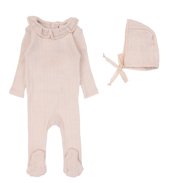 LILETTE FINE POINTELLE COLLAR FOOTIE SET (3M-9M)