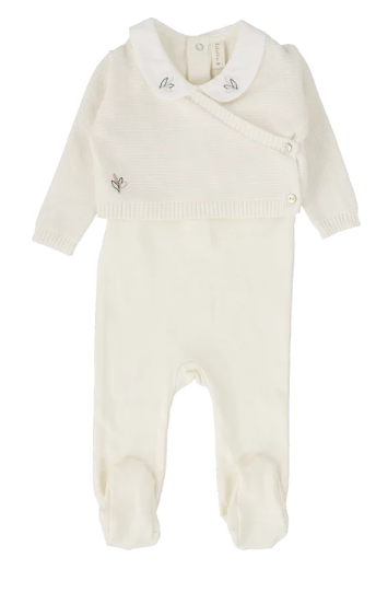 Lilette Knit Wrap Sleeveless Footie Set - Cream Lilette Knit Wrap Sleeveless Footie Set - Cream