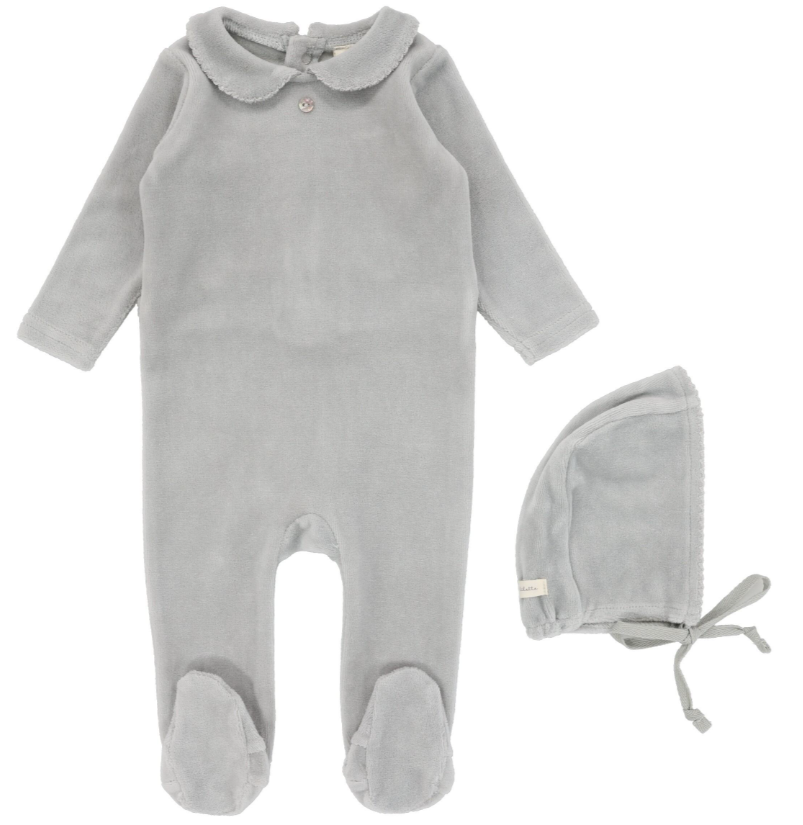 LIL LEGS VELOUR COLLAR FOOTIE SET (NB-6M)