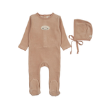 LILETTE VELOUR PATCH FOOTIE SET (3M-9M)