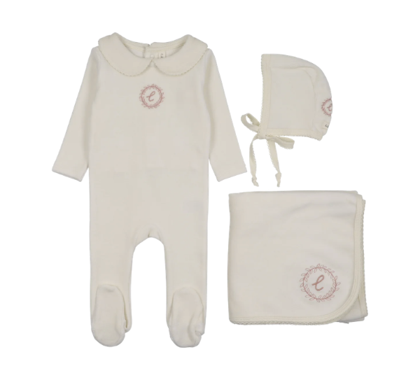 LILETTE VELOUR CREST EMBLEM LAYETTE SET (3M-6M)