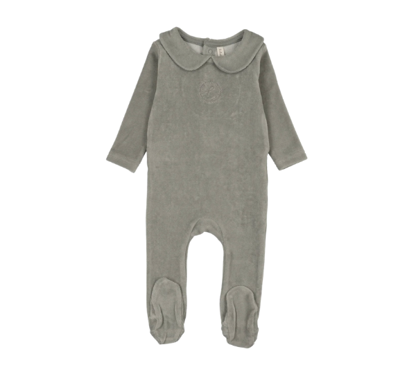 LILETTE VELOUR CREST EMBLEM FOOTIE (12M-24M)