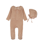 LILETTE VELOUR CREST EMBLEM FOOTIE SET (6M-12M)